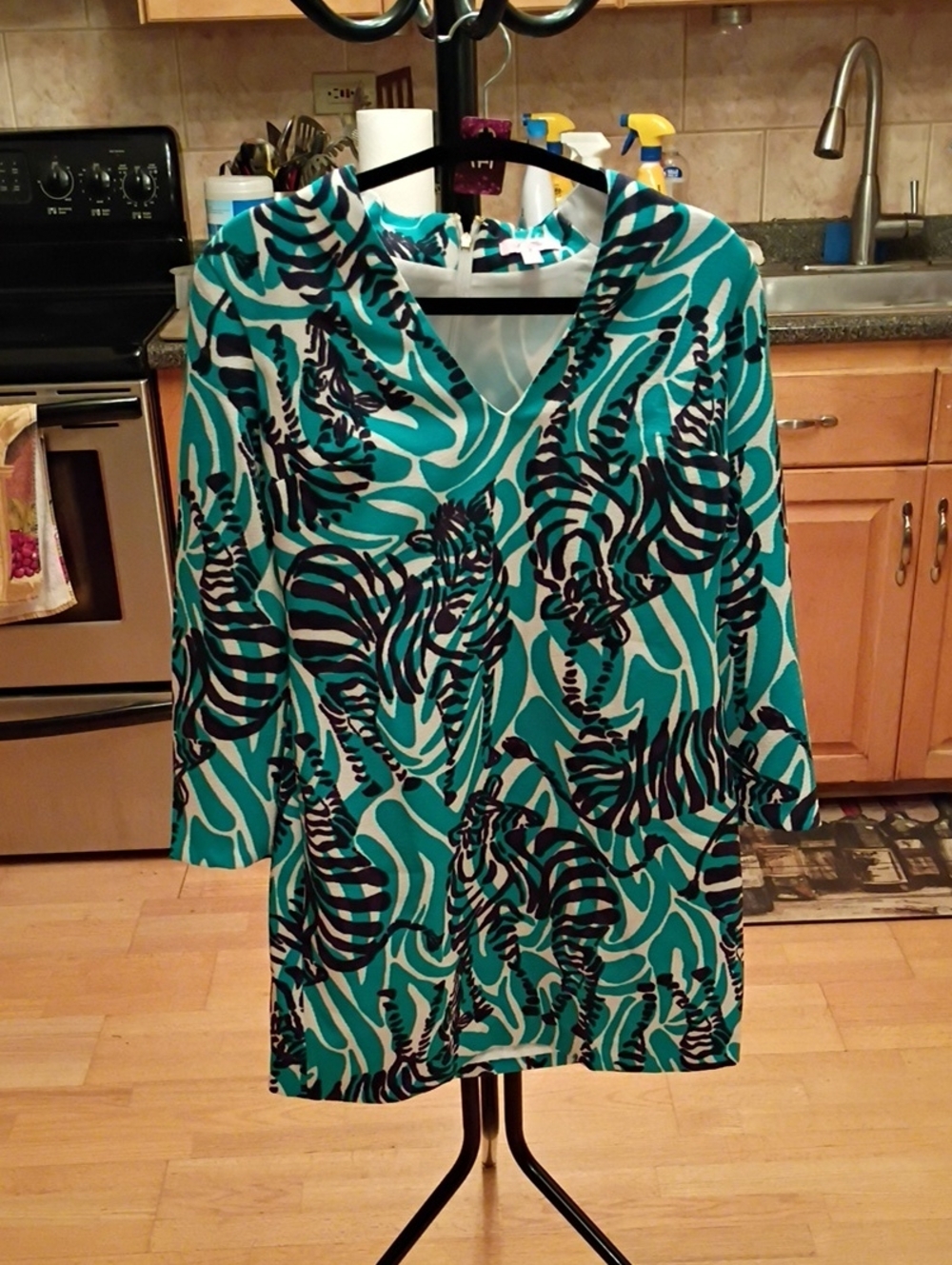 Lilly Pulitzer Devina I'm Game Teal, White & Black Zebra-Print Mini Dress